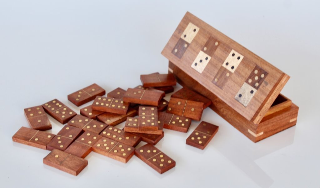 Wooden Box With Dominoes